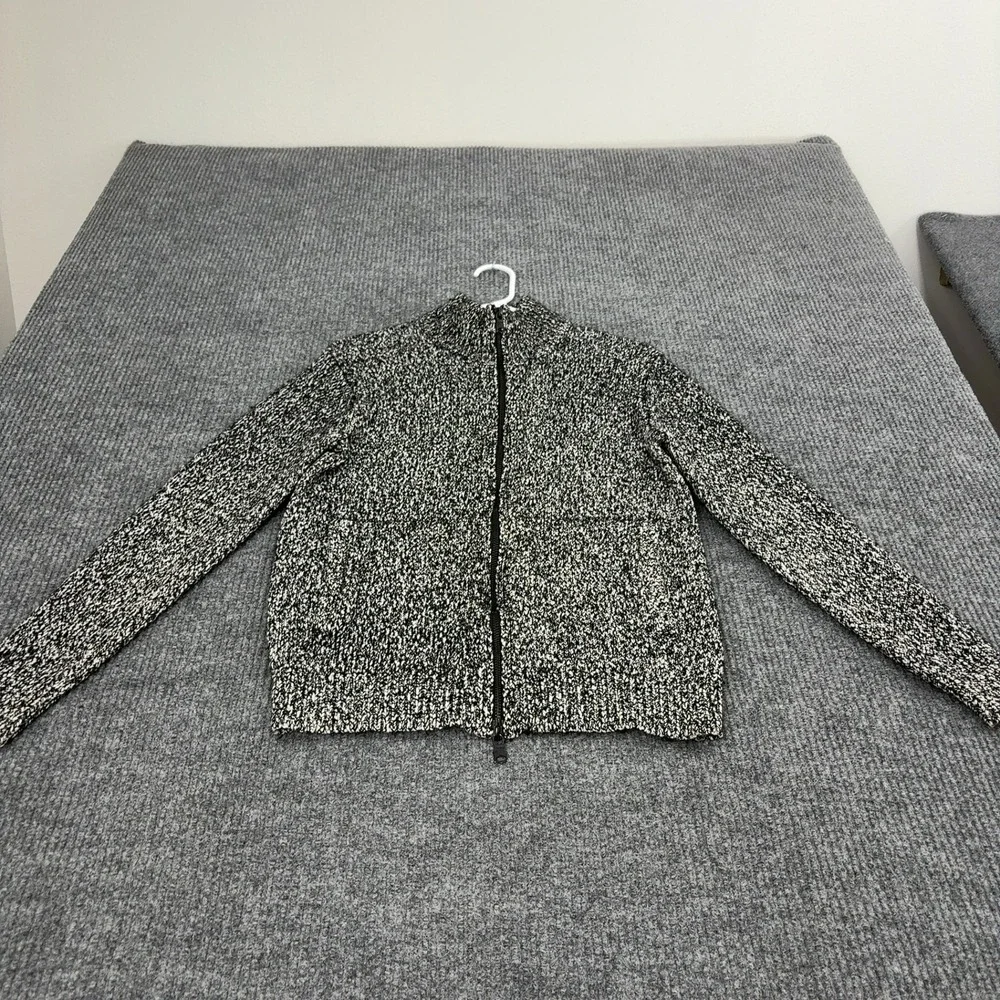 Banana Republic Sweater Mens S Black White Cotton Wool Full Zip Mock Neck Casual